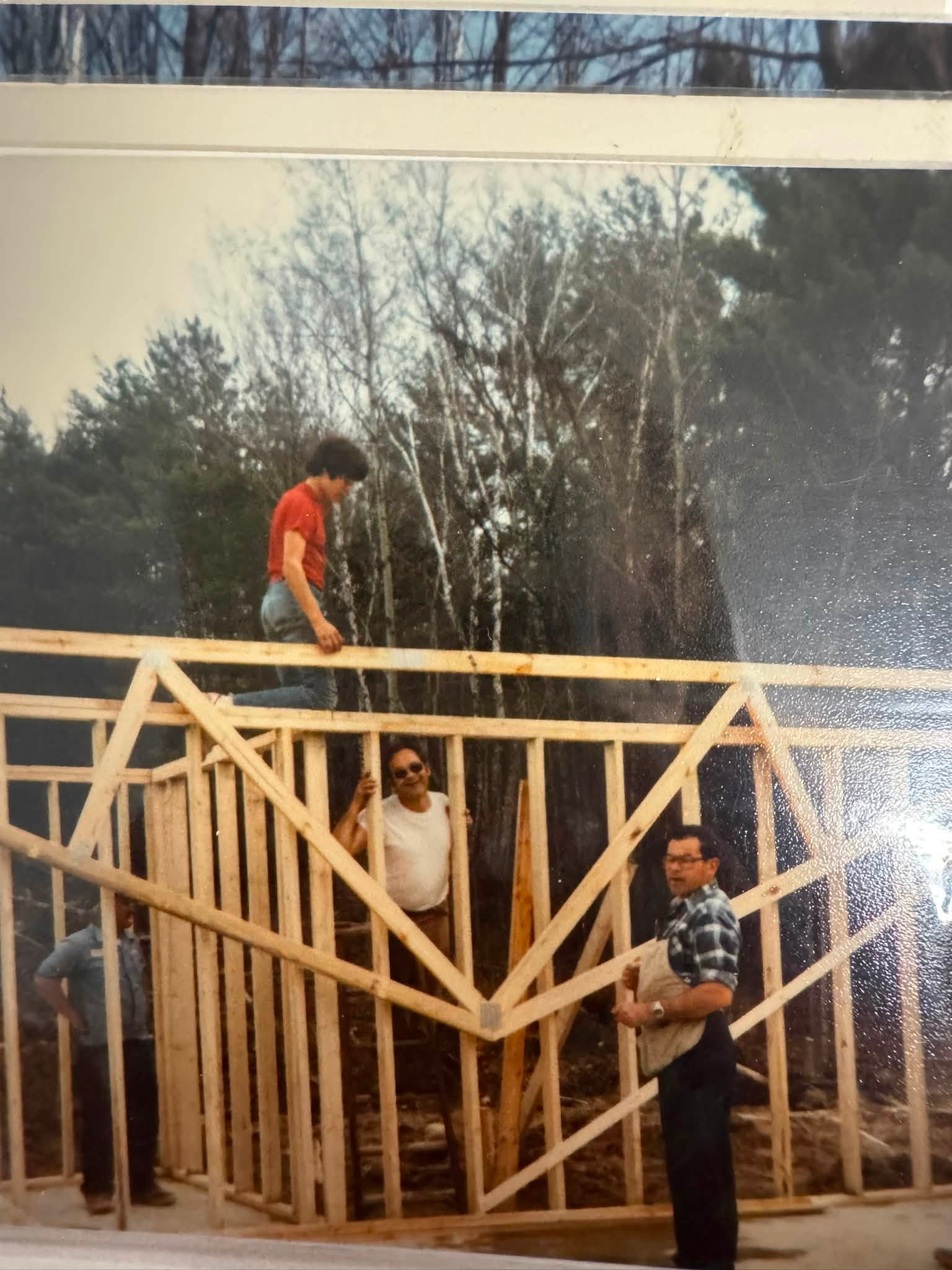 The Morning Glory Diner building being framed by its original builders